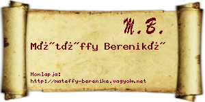 Mátéffy Bereniké névjegykártya